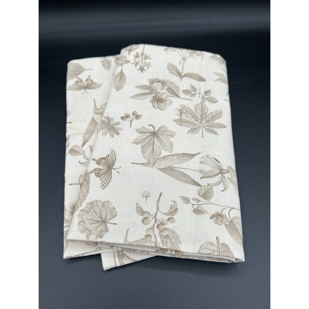 Longaberger Set of 2 Fabric Napkins – Natural Botanical – EUC